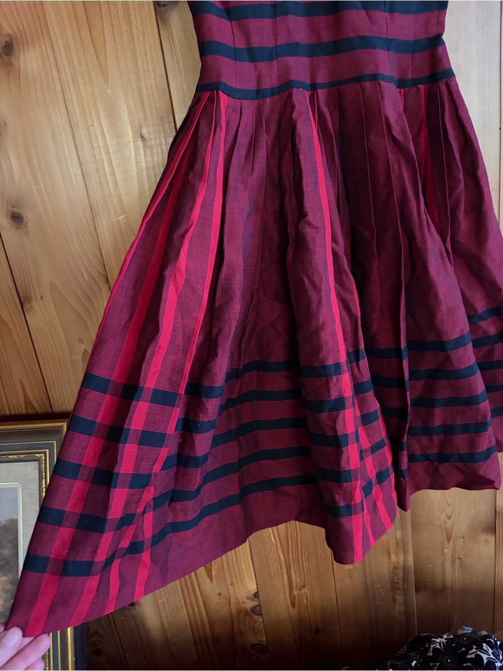 Vintage 50s woven plaid dress - Picture 3 of 5